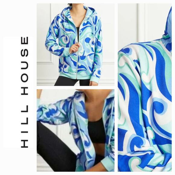 NWT Hill House The Allie Zip-Up Light Weight Jacket Sz. M Ocean Kaleidoscope - Picture 1 of 11